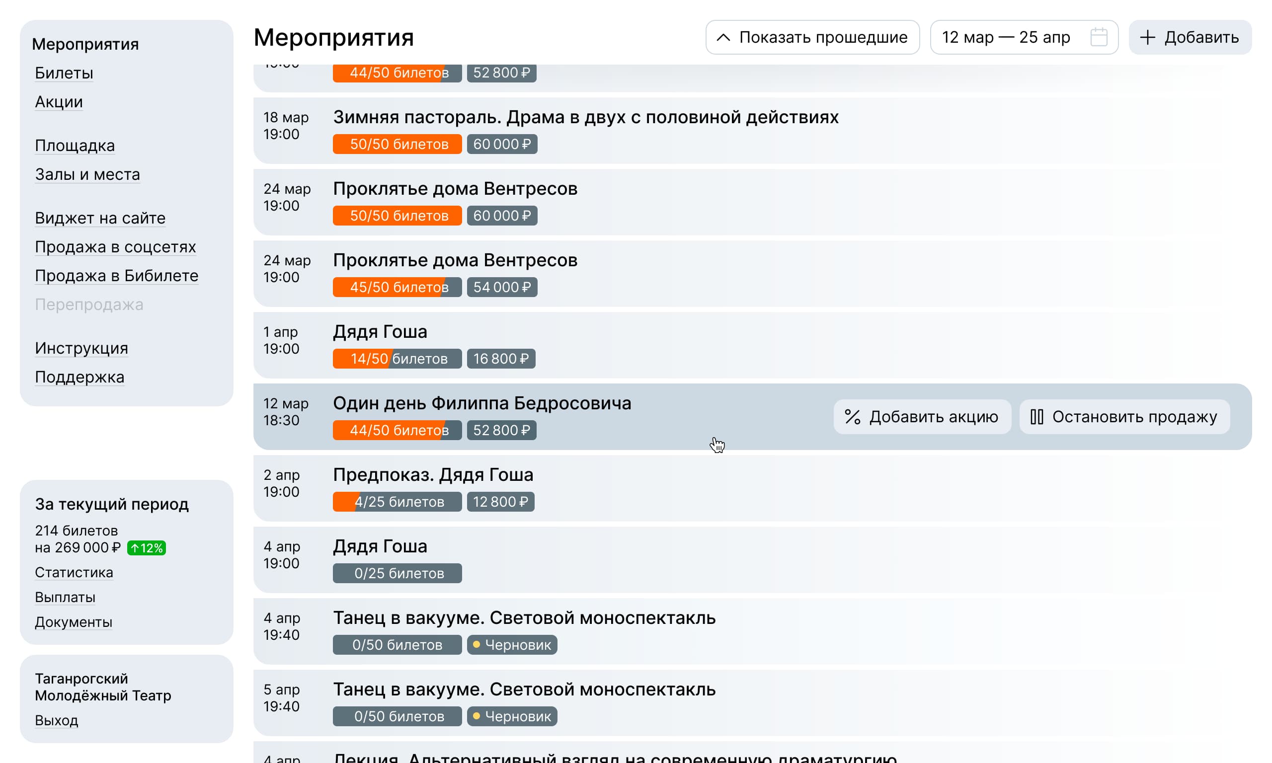 Интерфейс платформы